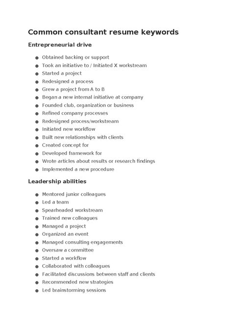 Consult CV Words - it about your know - Common consultant resume ...