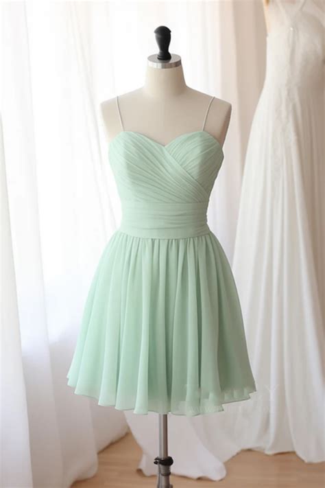 A Line Sweetheart Neck Chiffon Green Short Prom Dress, Green Homecoming ...