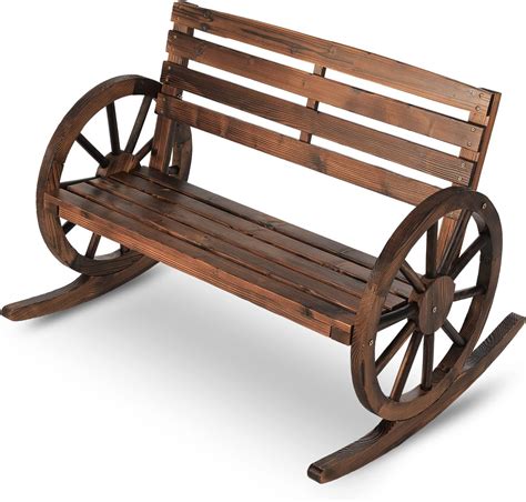 Amazon.com: FURNDOOR Outdoor Wood Rocking Chair Wagon - Double Wooden ...