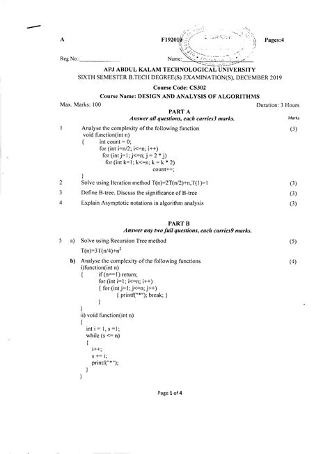 Cs302-b - Previous question papers - Algorithm Analysis and Design ...
