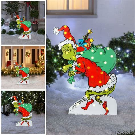 A festive clipart scene featuring the Grinch in various Christmas ...