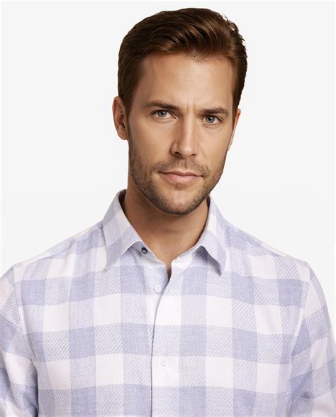 Rare Rabbit Men's Denmark Light Blue Cotton Blend Checked Print Regula