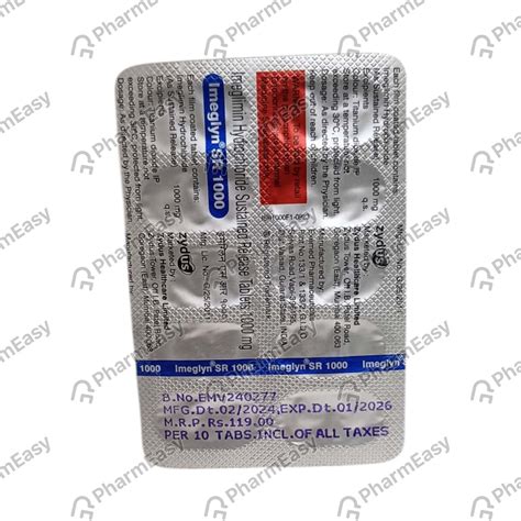 Imeglyn Sr 1000 MG Tablet (10): Uses, Side Effects, Price & Dosage ...