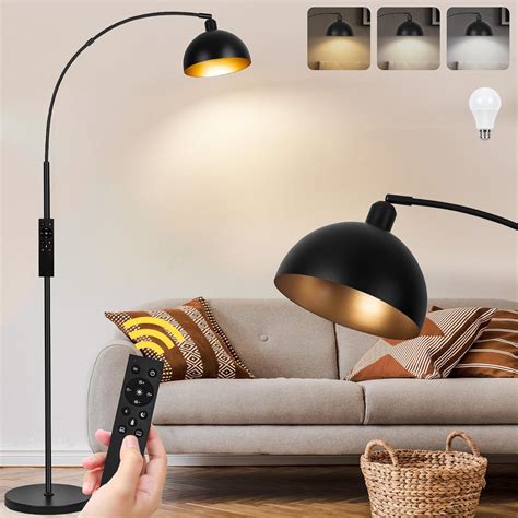 【Upgraded】Black Arc Floor Lamps for Living Room - Dimmable Arched Floor ...