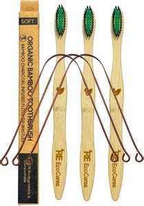 RE EcoCares Bamboo Toothbrush with Pure Copper Tongue Cleaner|Nylon ...