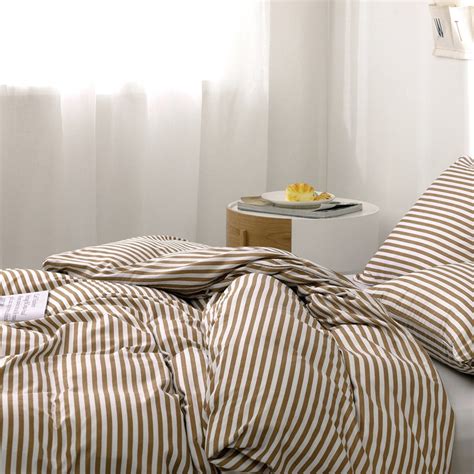 Striped Duvet Cover King Size Brown Beige Striped 3 Pieces - Etsy