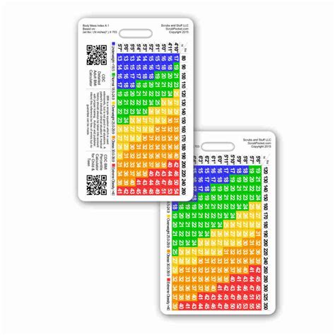 Buy Body Mass Index (BMI) Vertical Reference Badge ID Card (1 Card ...