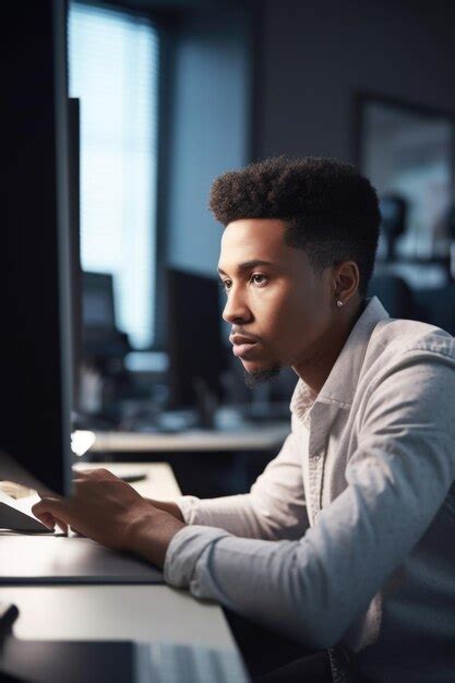 Man Using Computer in Office 的图像结果