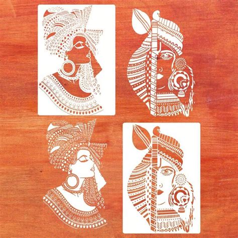 2pcs African Woman Stencil- Reusable Mylar Stencils For Painting ...