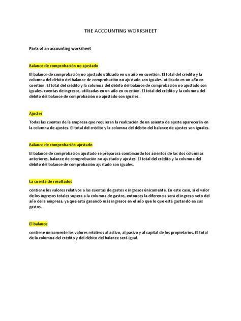 The Accounting Worksheet | PDF