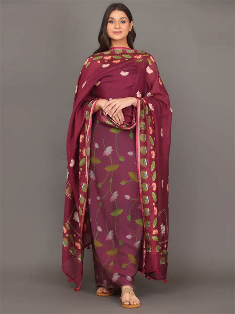 Burgungy Pichwai Cotton Silk Suit Set – Ikkat Door