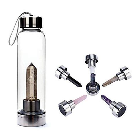 Buy Natural Crystal Glass Water Bottle, Water Bottle with Gemstone ...