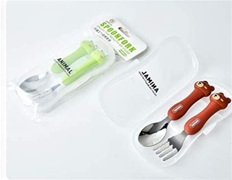 LUMINI Kids Travel Spoon & Fork Set Children Portable Tableware Toddler ...