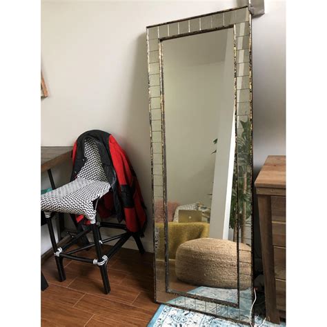 West Elm Antique Tiled Floor Mirror - AptDeco