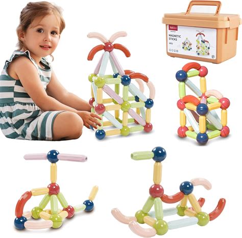 Buy Magnetic Stick and Rods Set 64PCS,Educational Magnet Building ...