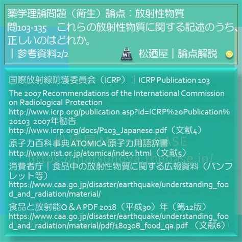 松廼屋｜論点解説 薬剤師国家試験対策ノート問103-135【衛生】論点：放射線 / 半減期 1 | 松廼屋 Mats.theBASE