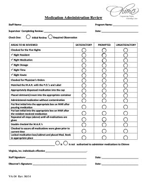 Fillable Online Medication Administration Review - Chimes International ...
