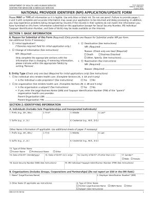 Fillable Online NATIONAL PROVIDER IDENTIFIER (NPI) APPLICATION/UPDATE ...