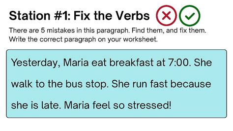 Past Tense Verb Station Slides by Leah Granstrom | TPT