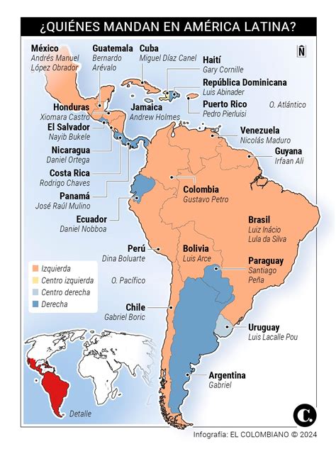 Mapa Geográfico Político De América Latina.
