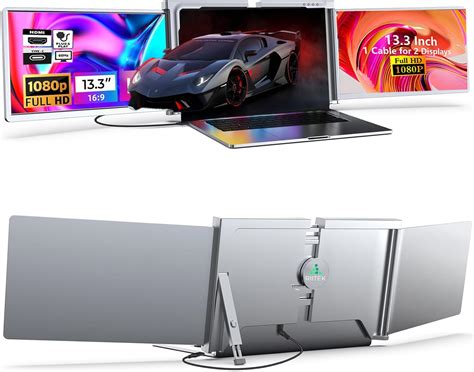 Riitek 13.3" Fhd 1080P Portable Tri-Screen Monitor For 13.3"-17.3 ...