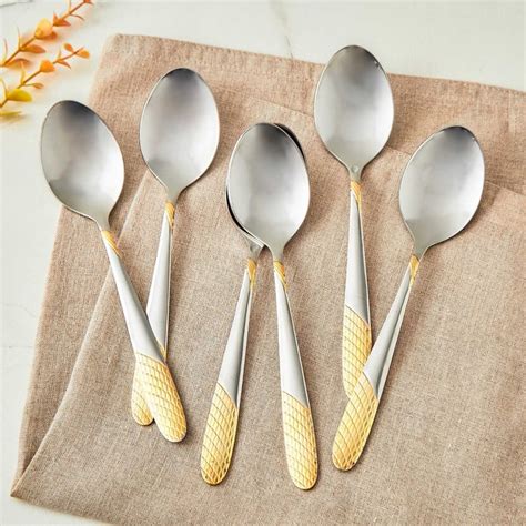 Buy Glister Amara Set of 6 Stainless Steel Dinner Spoons from Home ...