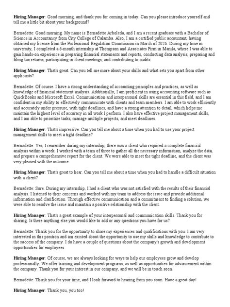 Image result for Job Interview Sample Script