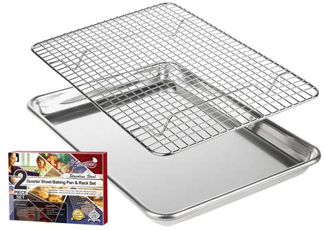 Buy Quarter Baking Sheet & Cooling Rack - Small 1/4 Aluminum Baking Pan ...