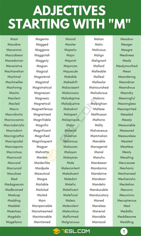Adjectives that Start with M (1100+ M Adjectives in English) • 7ESL