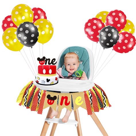 Buy JoyBo Mickey Mouse First Birthday Highchair Banner Mickey Mouse ...