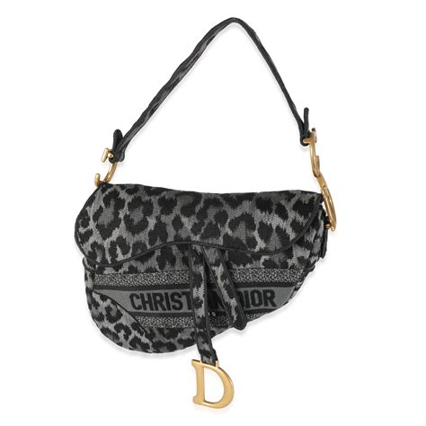Christian Dior Grey Cheetah Mizza Embroidered Canvas Saddle | myGemma ...
