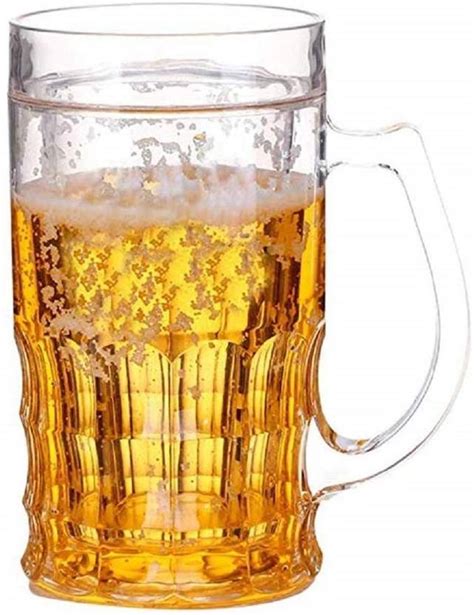 JacGifts Double-Layers Fake Beer Glass Plastic (450 ml) Plastic Beer ...