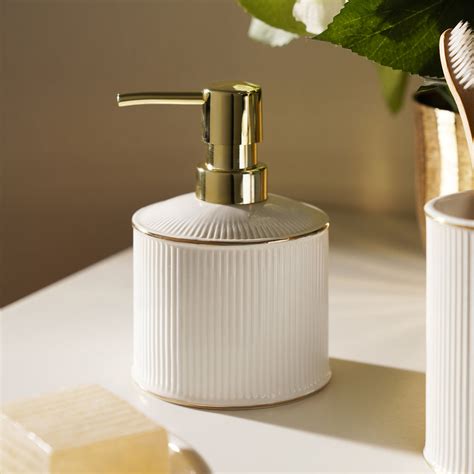 Shop White Ribbed Porcelain Soap Dispenser - at Best Price Online in India