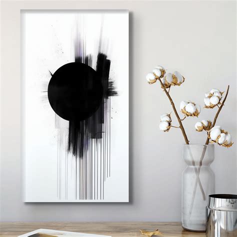 Modern Black Circle on Abstract Canvas Wall Painting – Nestroots