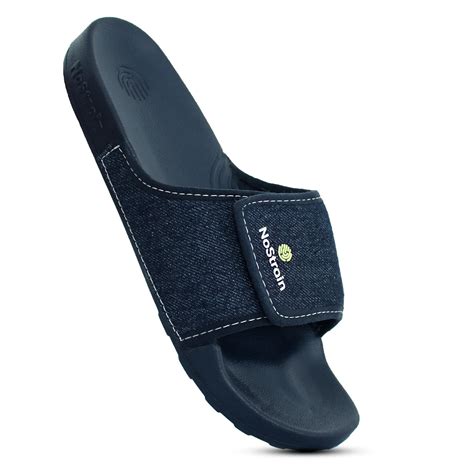 Navy Blue Denim Sliders for Women - NoStrain