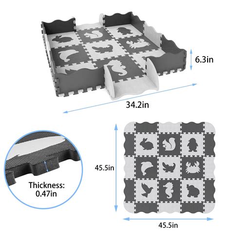 カテゴリ FUN LITTLE TOYS 25 PCs Baby Play Mat with Fence Purple Animals ...