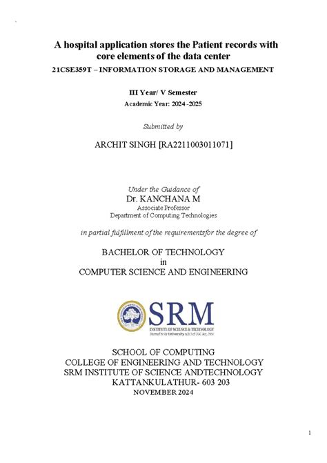 Ism report archit 1 - ghjgkhjb - A hospital application stores the ...