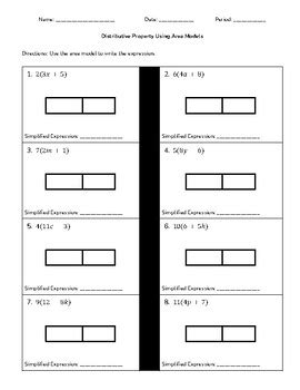 Image result for Area Model Distributive Property Worksheet