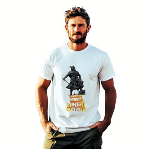 Buy Sambhaji Maharaj Historical Warrior Graphic T-Shirt, White Cotton ...