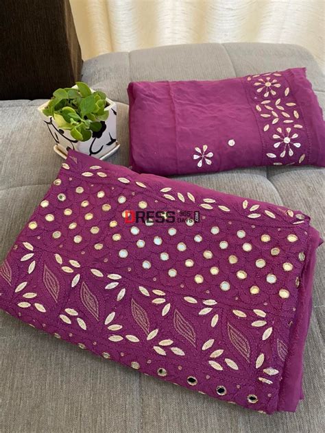 Deep Purple Mirror & Gota Patti Chikankari Suit – Dress365days