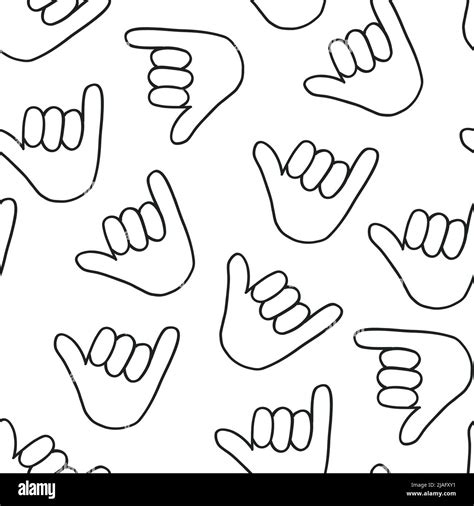 Hang loose seamless vector background. Surfing shaka hand sign ...