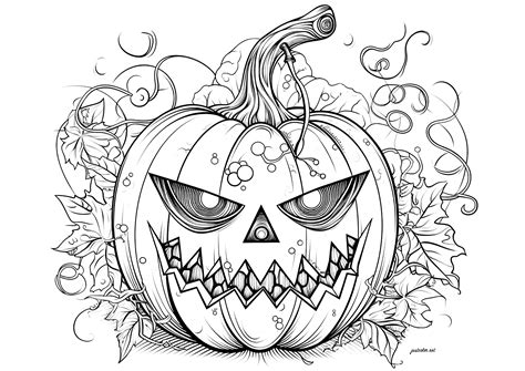 Spooky Halloween pumpkin - Halloween Coloring Pages for adults