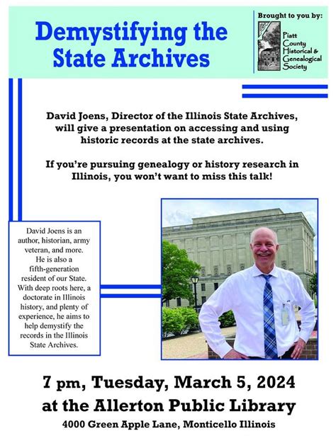 2024 Spring Program - Demystifying the State Archives, Allerton Public ...