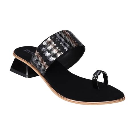 Buy GRETA Women's Black Patterned Toe-Ring Heel | Size - 37 at Amazon.in