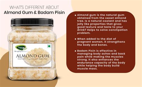 Thanjai Natural 1kg Almond Gum | Badam Pisin | Badam Gum, Premium Best ...