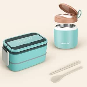 Buy YELONA Stainless Steel Japanese Style Bento Lunch Box,1400 ML 2 ...