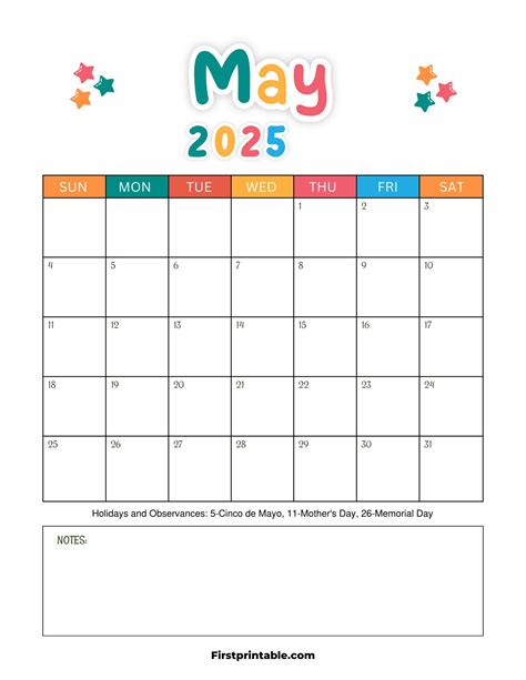 May2025 Calendar Printable - King Printables