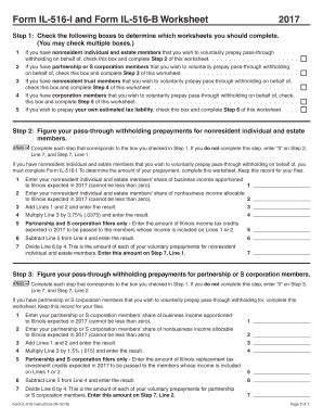 2017 Form IL-516-I And Form IL-516-B, Pass-through Prepayment Vouchers ...