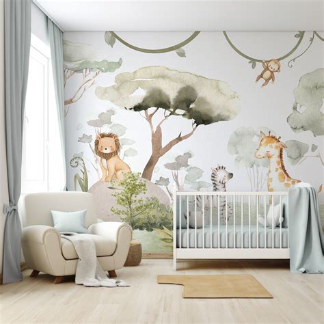 Cute Watercolour Dinosaur Wallpaper Mural | WallpaperMural | Baby ...