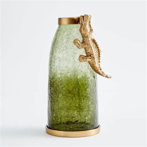 Buy Tropical Paradise Glass Crackle Crocodile Narrow Vase from Home ...